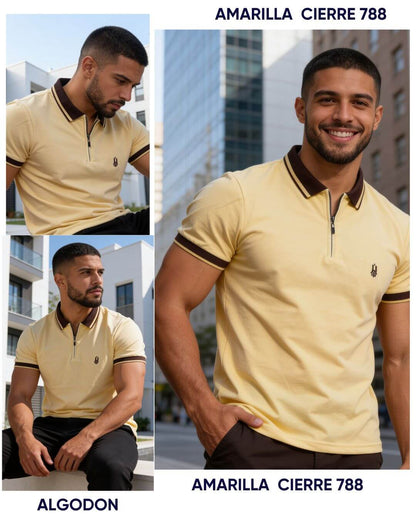 Polo Caballero Cuello y Puños Contraste