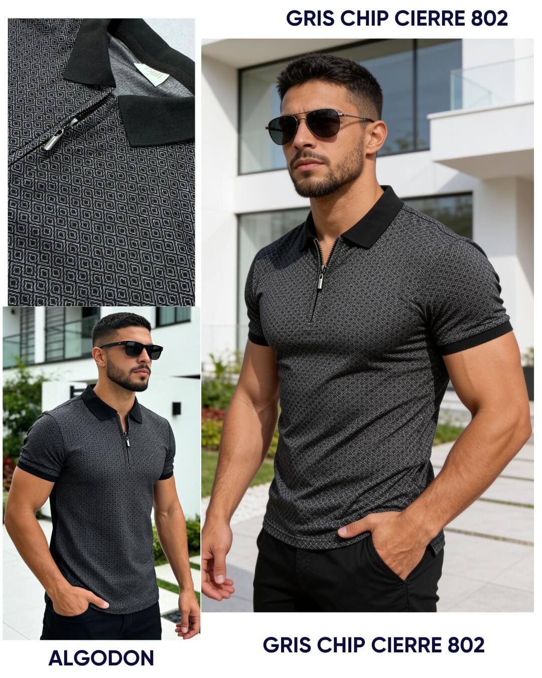 Polo Caballero Cuello y Puños Contraste