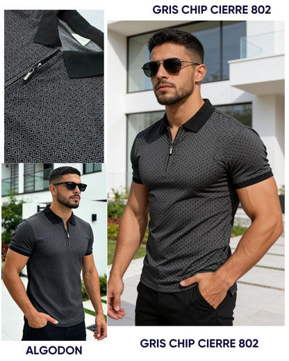 Polo Caballero Cuello y Puños Contraste