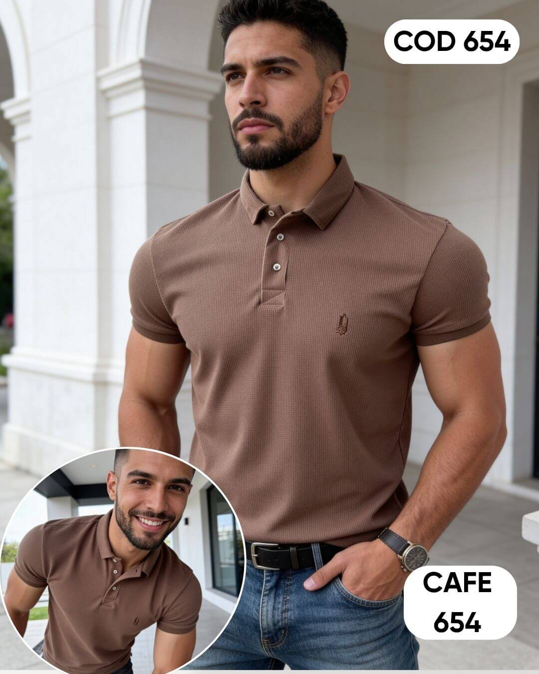 Polo Caballero Cuello y Puños Contraste